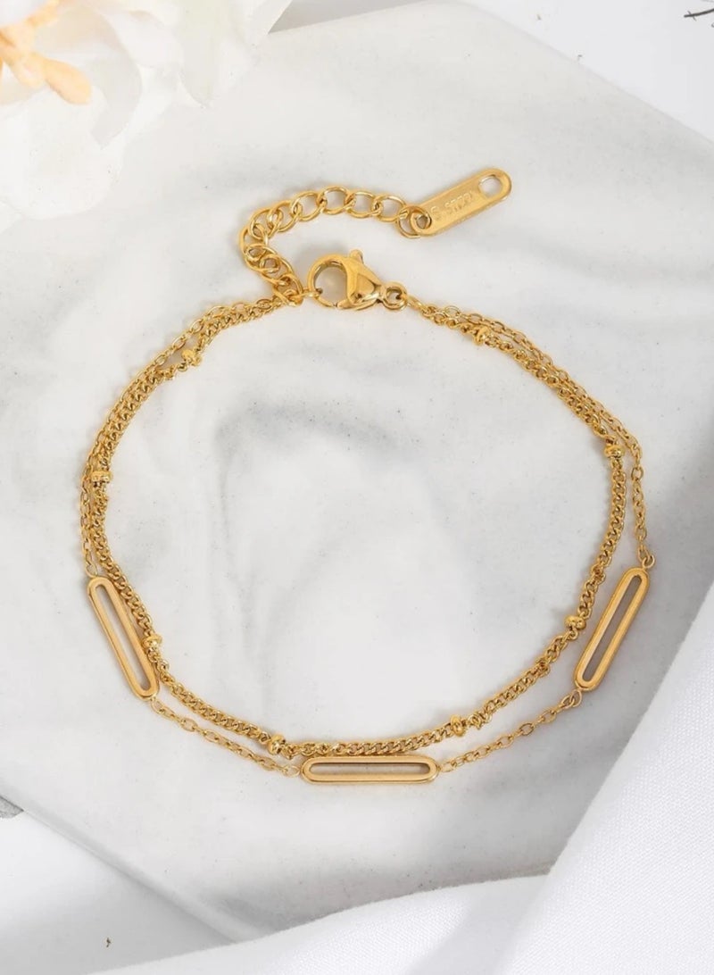 Elegant Gold Plated Stainless Steel Bracelet For Women - Image 1